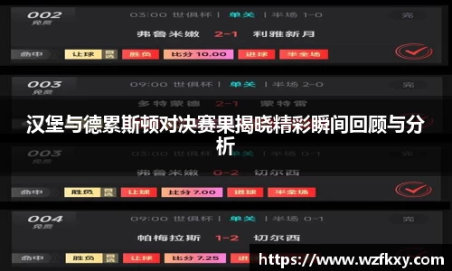 汉堡与德累斯顿对决赛果揭晓精彩瞬间回顾与分析
